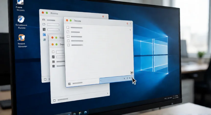 como aumentar janela pc, Tela de PC com janelas sendo redimensionadas pelo cursor do mouse