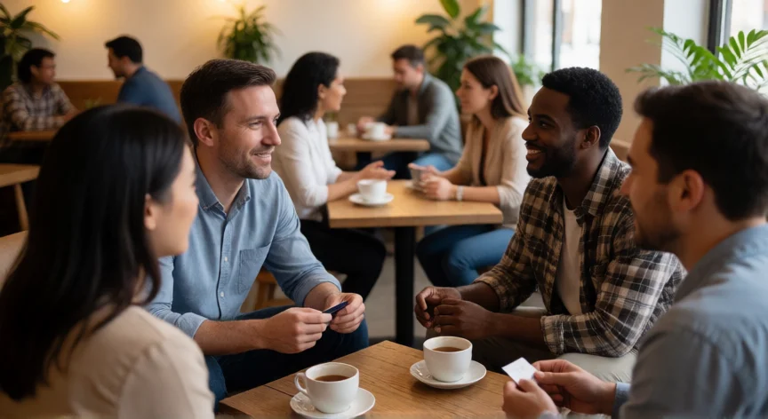 como aumentar mis ingresos, Profesionales en una sesión de networking informal en un espacio de trabajo compartido