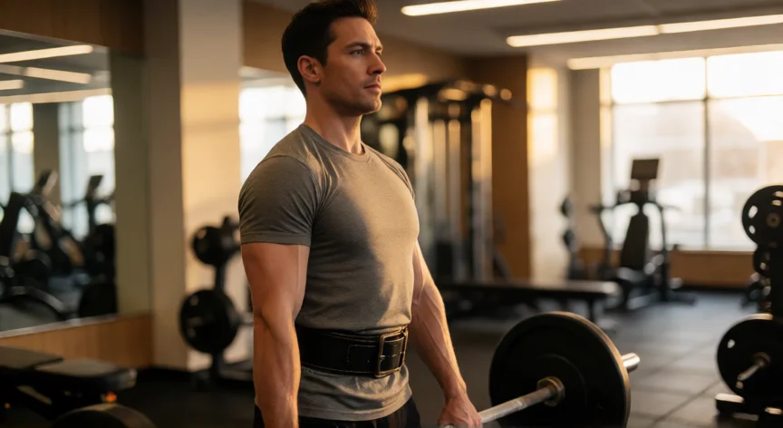 como aumentar mis niveles de testosterona naturalmente, Hombre entrenando con peso muerto en el gimnasio para aumentar testosterona
