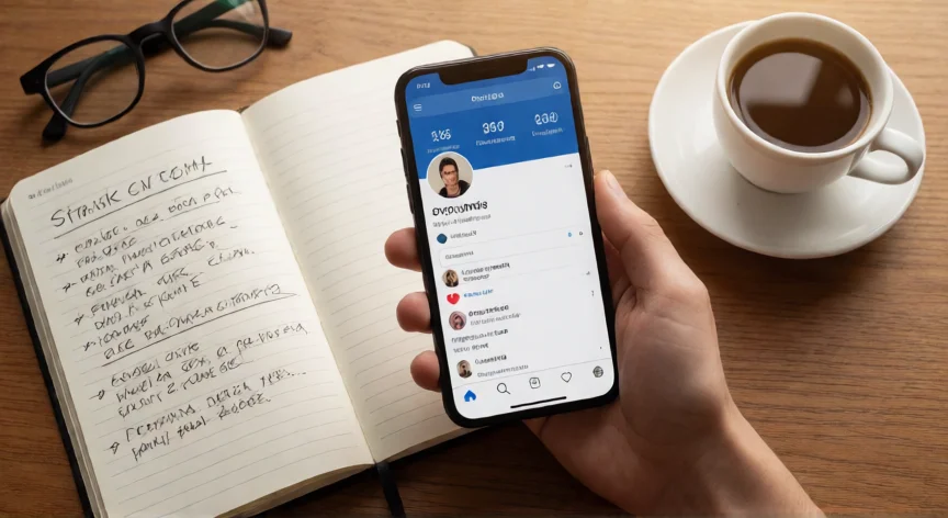 como aumentar mis seguidores en x, Estrategia de crecimiento en X anotada en una libreta junto a un móvil