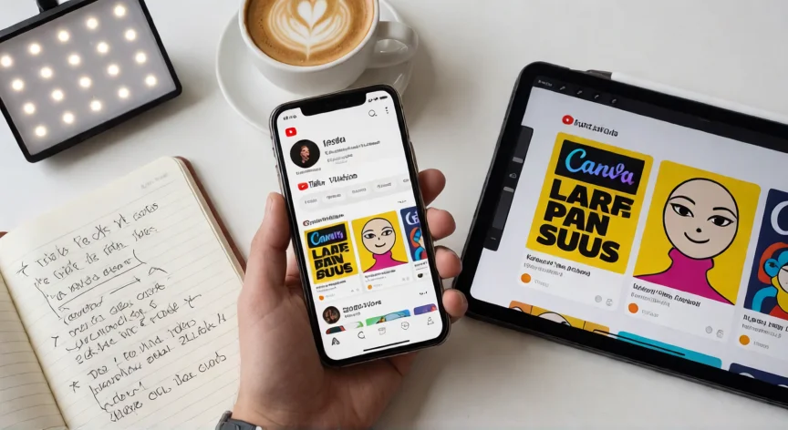 como aumentar mis suscriptores en youtube, Planificación de contenido y miniaturas para crecer en YouTube vista cenital