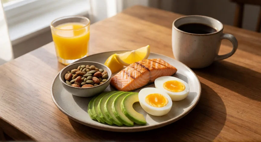 como aumentar niveles de testosterona, Desayuno saludable rico en grasas, zinc y proteína para favorecer la testosterona