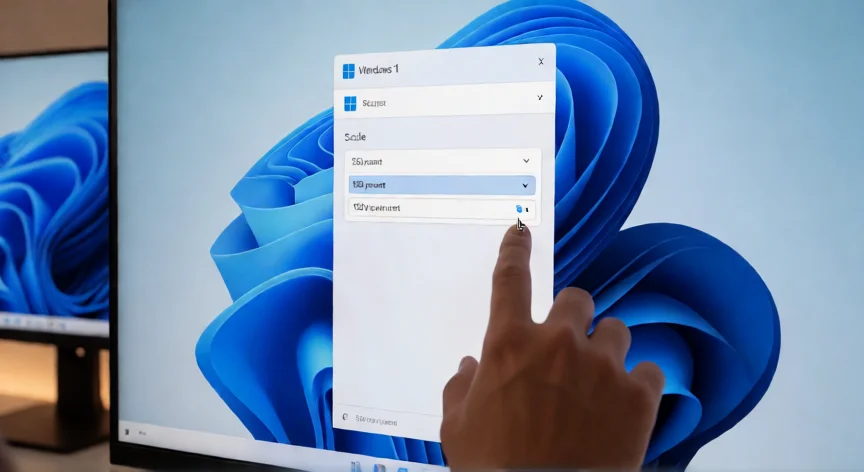 como aumentar o disminuir el zoom de la pantalla, Pantalla mostrando la configuración de escala de zoom del sistema operativo en ajustes de pantalla