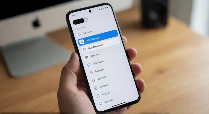 como aumentar ram xiaomi, Pantalla de ajustes de RAM en un teléfono Xiaomi mostrando la opción de extensión de memoria