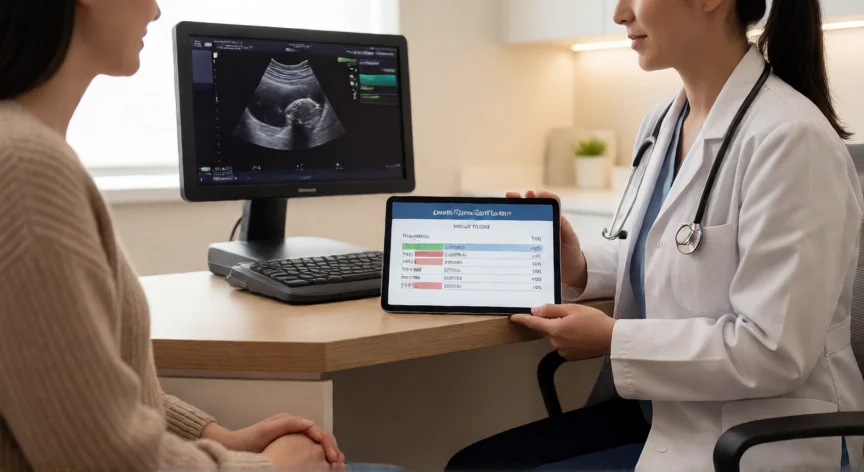 como aumentar reserva ovarica, Consulta médica de medicina reproductiva con ecografía ovárica y prueba de AMH