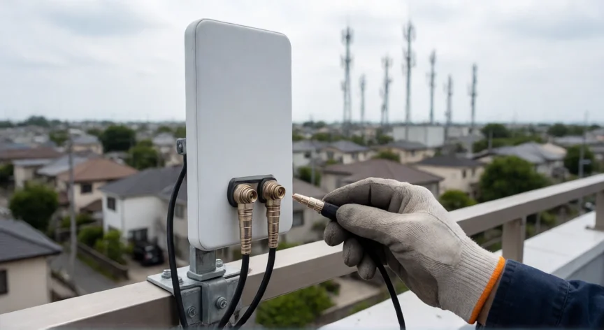 como aumentar señal 4g, Conexión de antena panel externa para mejorar señal 4G en azotea
