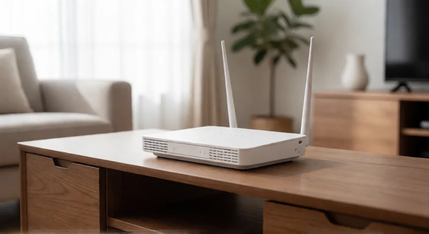 como aumentar señal wifi, Router WiFi colocado en punto central y elevado del salón para optimizar la cobertura