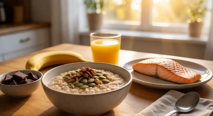 como aumentar serotonina, Desayuno rico en triptófano y co-factores para apoyar la síntesis de serotonina