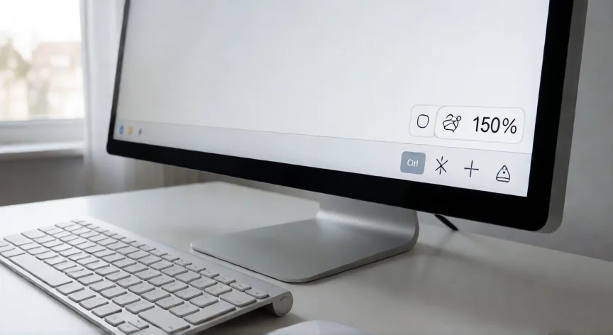 como aumentar tamaño de letra, Monitor mostrando el control de zoom del navegador y teclado con teclas Ctrl y más