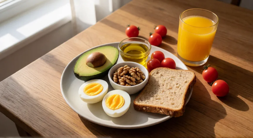 como aumentar testosterona de manera natural, Desayuno saludable con grasas buenas para optimizar la producción de testosterona
