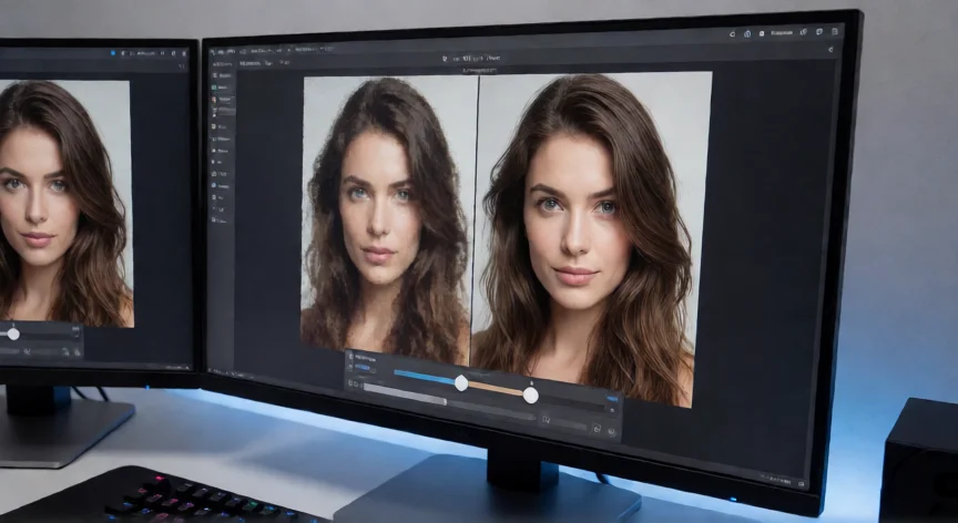 como aumentar una imagen sin perder calidad, Software de superresolución mostrando la comparación antes y después de ampliar una foto