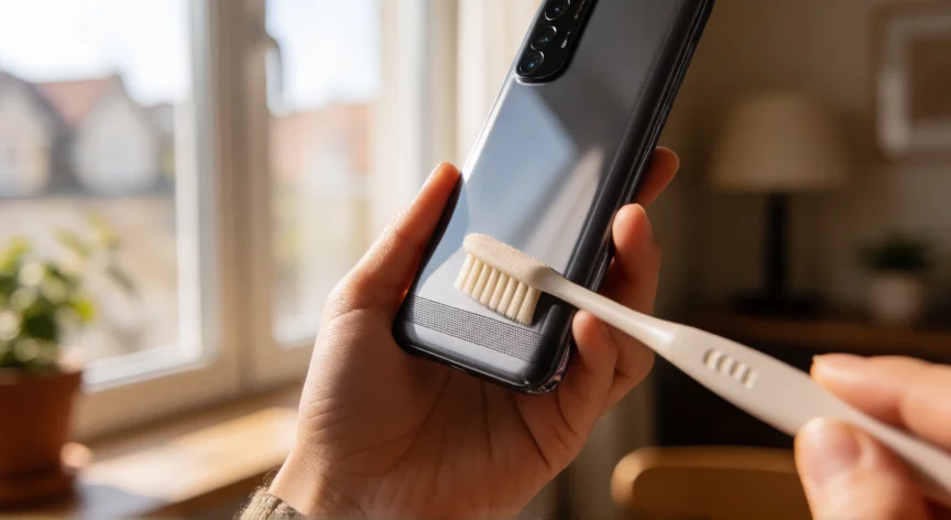 como aumentar volumen xiaomi, Limpiando la rejilla del altavoz de un Xiaomi con un cepillo suave