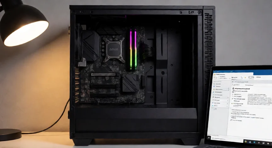 como aumentar vram vega 8, Configuración de RAM en dual channel junto al Gestor de dispositivos mostrando la Vega 8