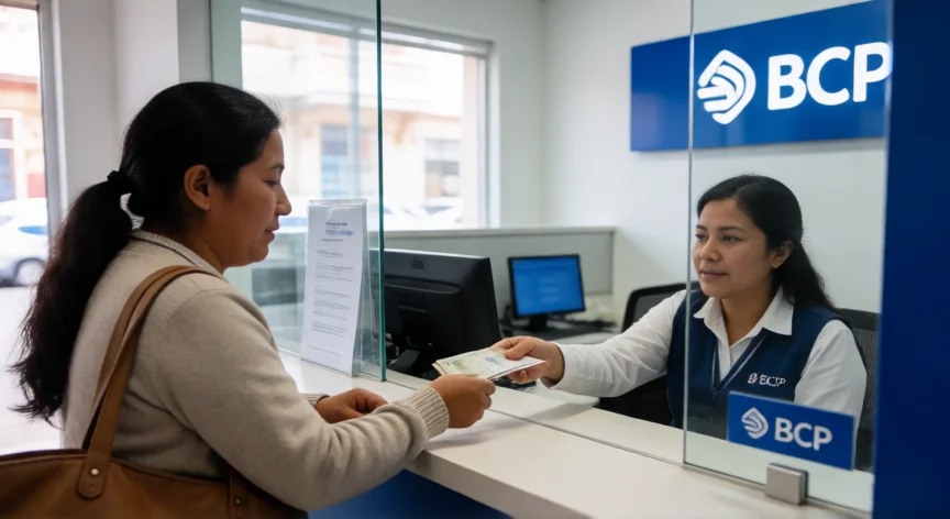 como aumentar yape a 2000, Mujer realizando depósito en efectivo en una agencia BCP para recargar su YAPE