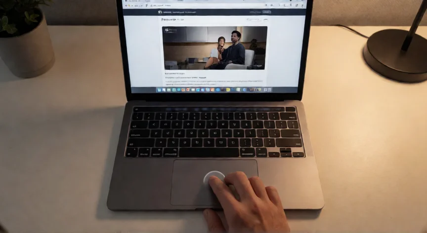 como aumentar zoom en mac, Gesto de pellizco con dos dedos en el trackpad de un Mac para hacer zoom