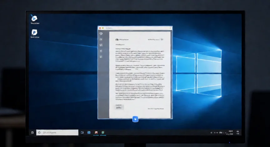 como aumentar zoom en pc, Pantalla de PC con la herramienta de lupa de Windows activa sobre un documento