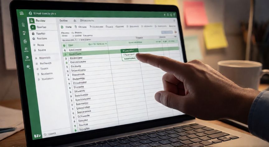 como bloquear excel celdas, Pestaña Revisar de Excel con el botón Proteger hoja resaltado en la barra de opciones