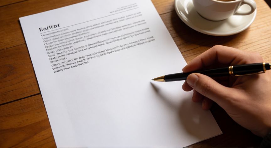 como borrar una hoja en blanco word, Documento impreso con una página en blanco visible en medio del documento sobre un escritorio