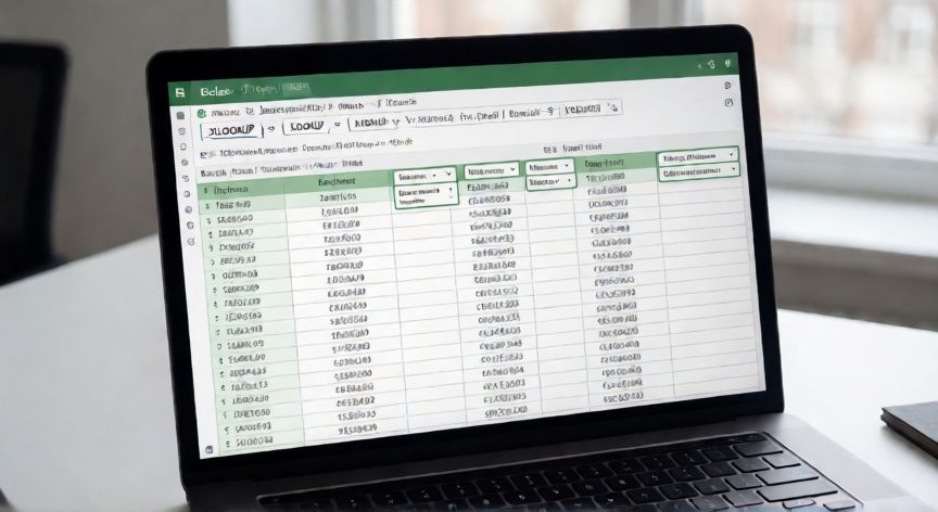 como buscar en en excel, Hoja de Excel con filtros activos y función XLOOKUP en la barra de fórmulas