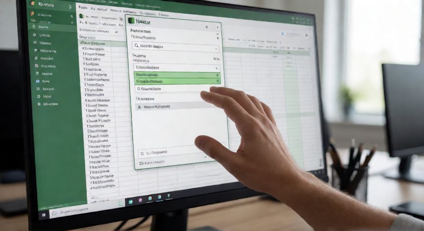 como buscar en excel un dato, Ventana de Buscar y Reemplazar abierta en una hoja de cálculo de Excel sobre un escritorio de oficina