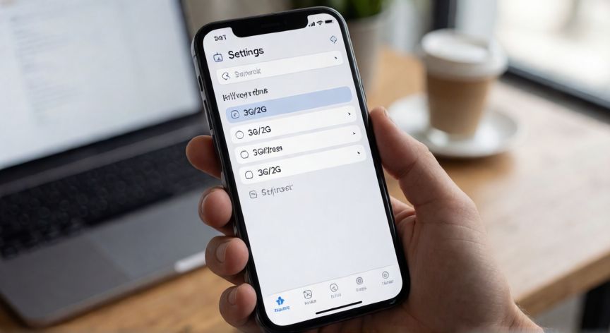 Configuración de red 3G en la pantalla de un smartphone Android