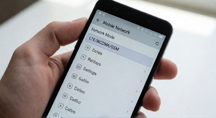 Configuración de red móvil en un teléfono Android mostrando la opción LTE seleccionada