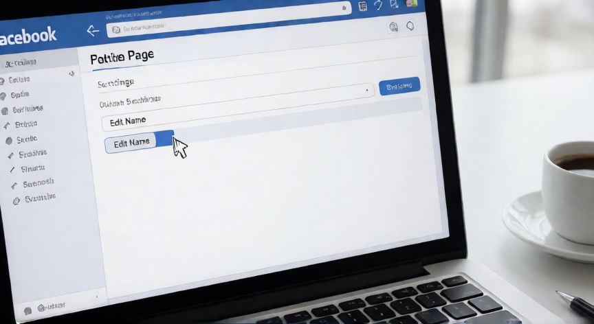 Pantalla de ajustes de página de Facebook editando el nombre