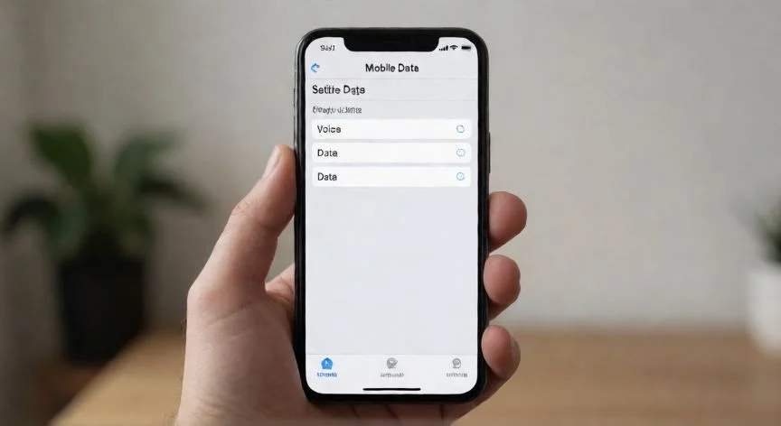 Pantalla de ajustes de red móvil del iPhone mostrando la opción de cambiar de 5G a LTE