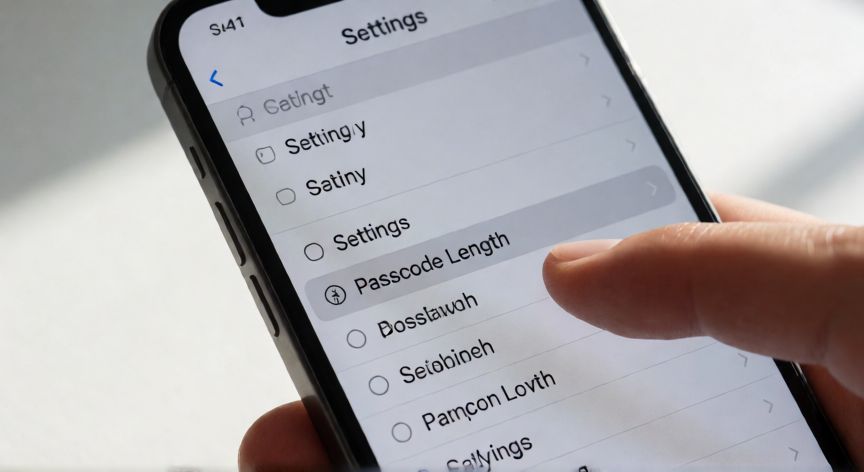 Menú de ajustes del iPhone mostrando la opción de longitud del código