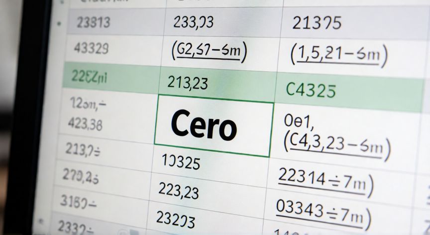 Celda de Excel mostrando la palabra Cero en lugar de un error