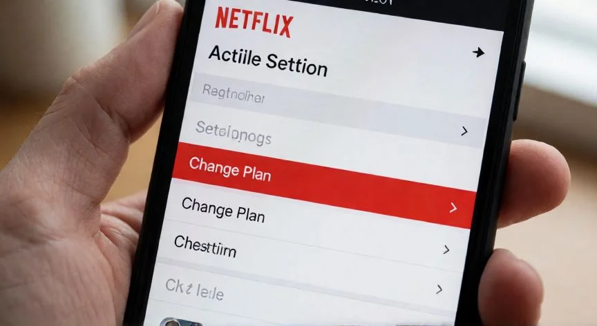 Pantalla de móvil mostrando la opción de cambiar plan en Netflix