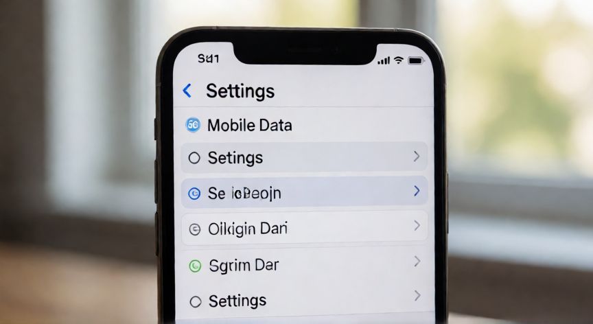 Pantalla de ajustes del iPhone mostrando las opciones de datos móviles y red 5G