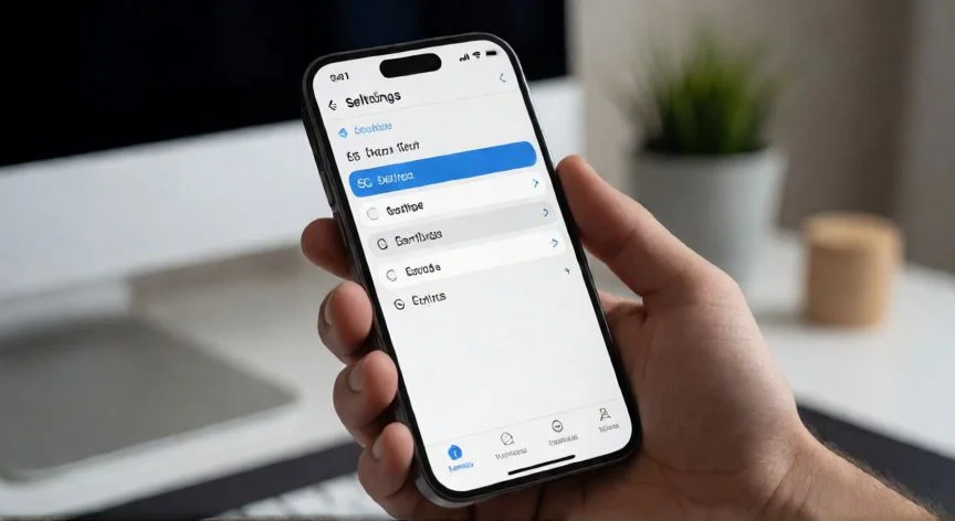 Pantalla de ajustes de datos móviles 5G en un iPhone