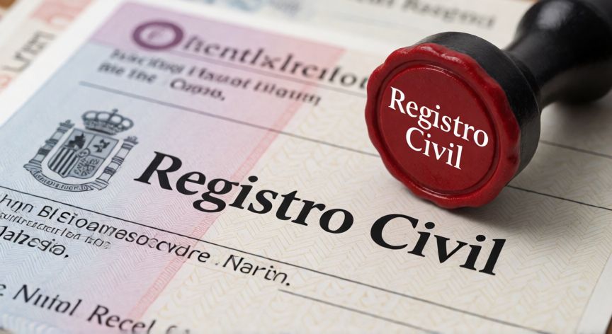 como cambiar el apellido en españa, Documentos oficiales del Registro Civil español con sello oficial rojo