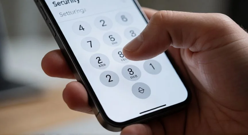 Pantalla de configuración de seguridad del móvil mostrando el teclado numérico para cambiar el PIN