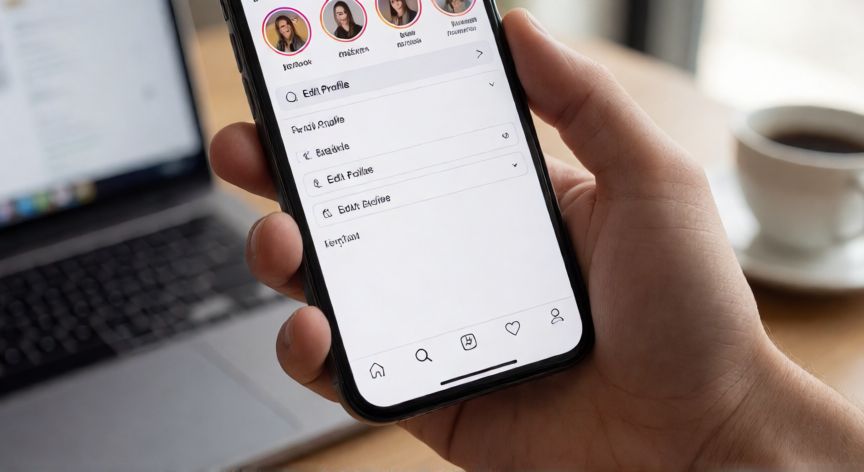 como cambiar el correo de instagram, Pantalla de móvil mostrando el menú de configuración de perfil en la app de Instagram