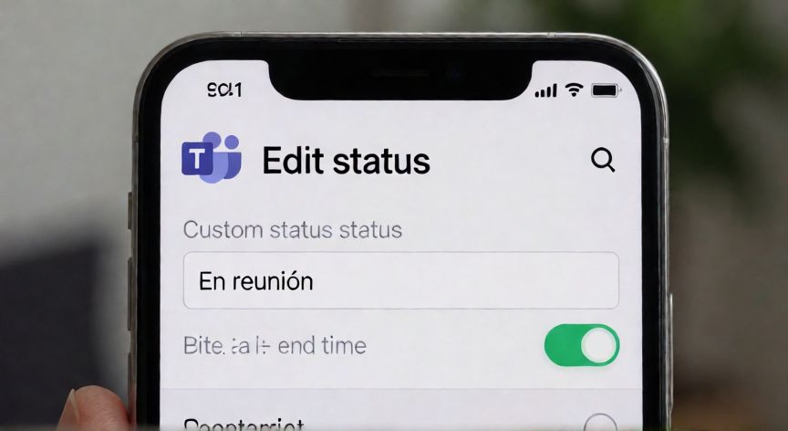como cambiar el estado en teams, Interfaz móvil de Microsoft Teams para editar estado personalizado