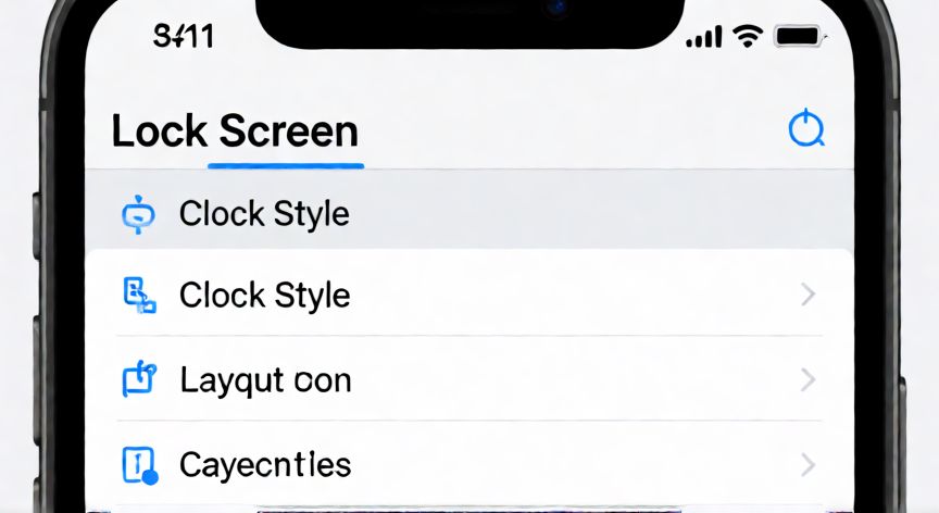 como cambiar el estilo de la hora en la pantalla de bloqueo, Ajustes de pantalla de bloqueo en iPhone con opciones de reloj