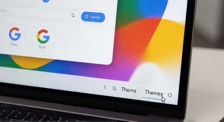como cambiar el fondo de google, Interfaz de escritorio mostrando cómo cambiar el tema de fondo en la página de inicio de Google