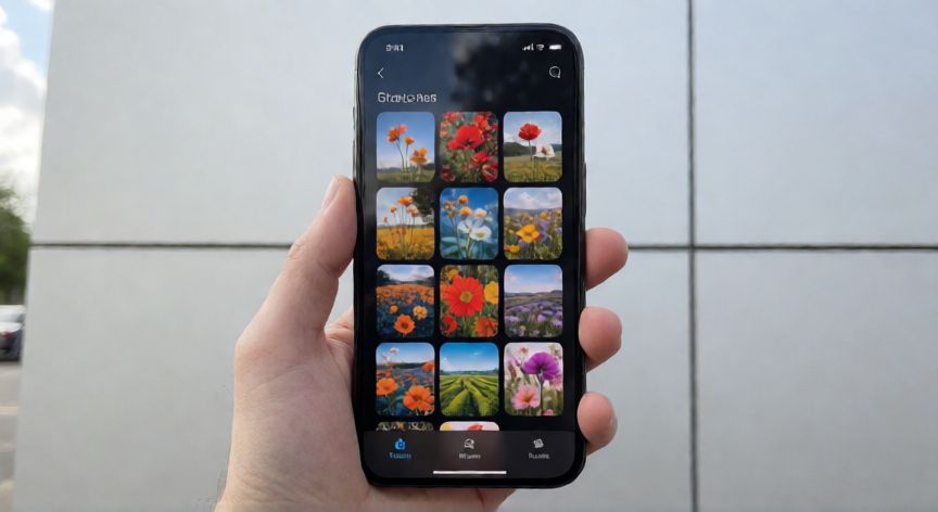 cómo cambiar el fondo de pantalla, Teléfono móvil mostrando la selección de fondos de pantalla en la galería