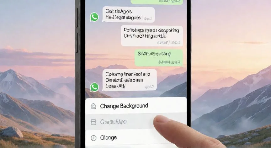Pantalla de móvil mostrando la opción de cambiar el fondo en WhatsApp