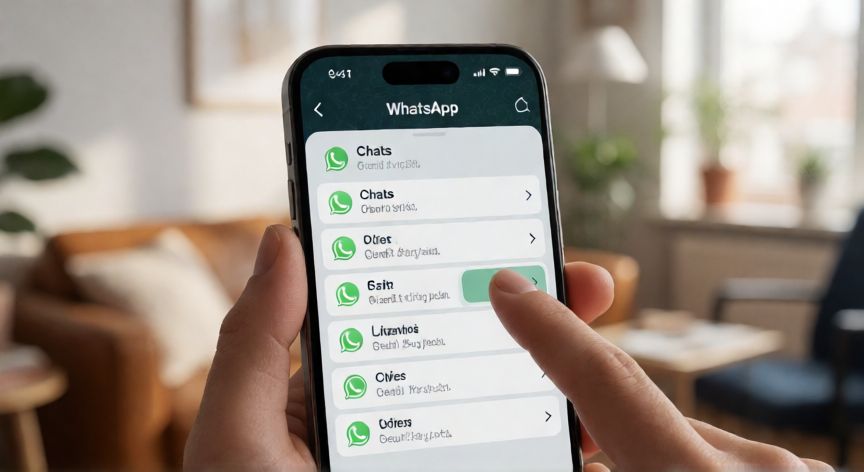 como cambiar el fondo de whatsapp, Pantalla de configuración de WhatsApp en un smartphone mostrando la opción de chats