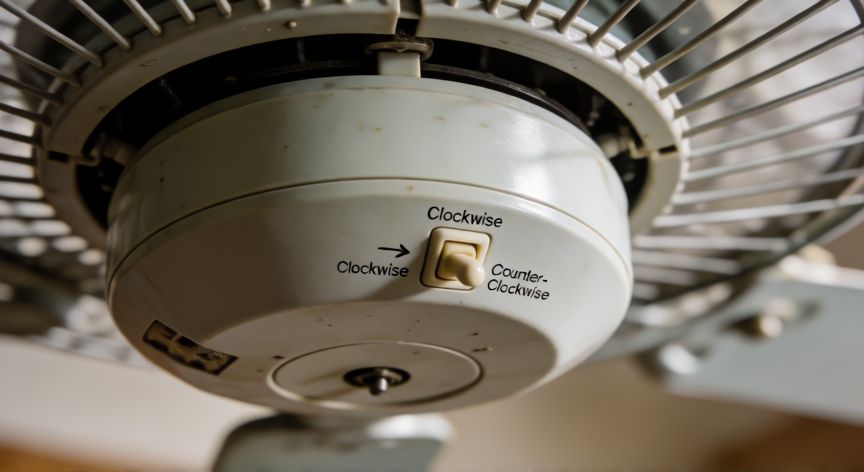 como cambiar el giro del ventilador de techo, Interruptor de sentido de giro en el motor de un ventilador de techo