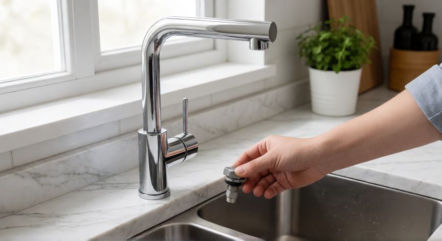 como cambiar el grifo de la cocina, Instalación de un grifo nuevo en la encimera de la cocina