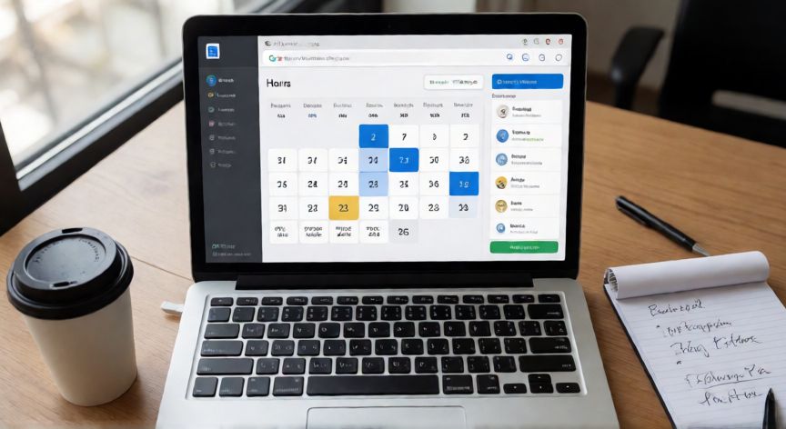 como cambiar el horario de mi empresa en google, Portátil con la interfaz de horarios especiales de Google Business Profile