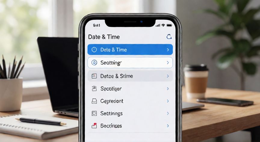 como cambiar el horario en google, Pantalla de configuración de fecha y hora en un teléfono móvil