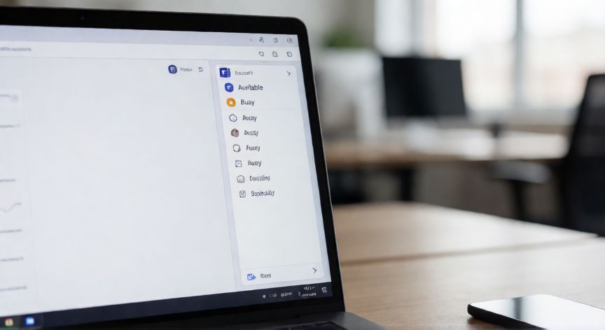 como cambiar el horario laboral en teams, Interfaz de Microsoft Teams mostrando las opciones de estado del usuario en la pantalla