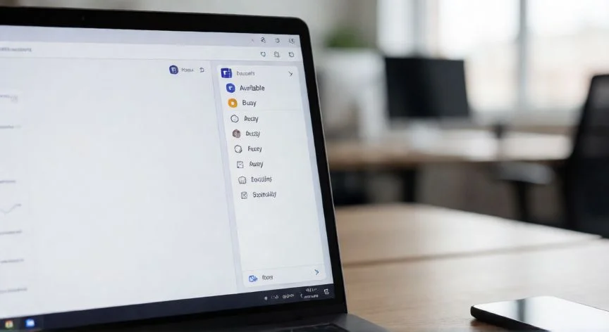 Interfaz de Microsoft Teams mostrando las opciones de estado del usuario en la pantalla