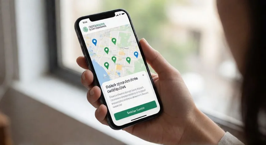 Persona solicitando el cambio de centro de salud mediante la aplicación móvil