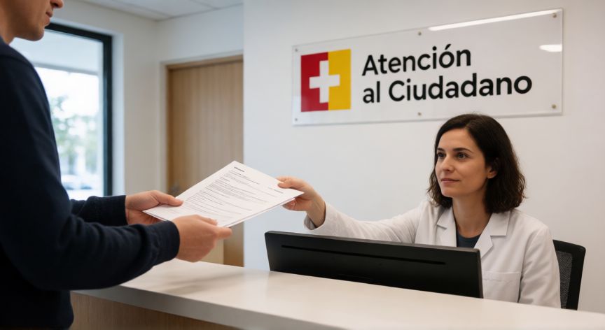 como cambiar el hospital de referencia, Tramitación presencial de la solicitud en la recepción de un centro de salud